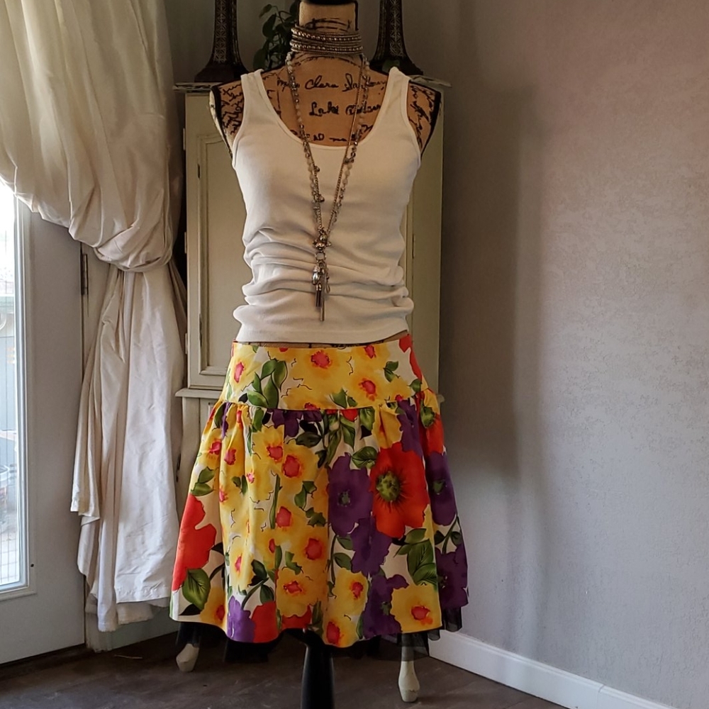 DKNYC Silk Floral Mini Skirt 8